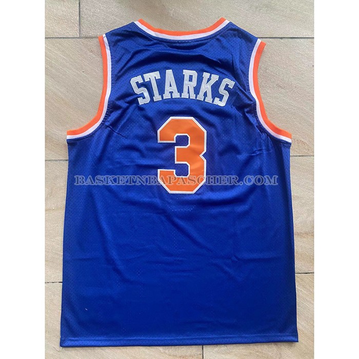 Maillot New York Knicks John Starks NO 3 Mitchell & Ness Hardwood Classics Bleu